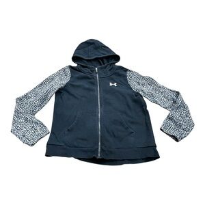 Under Armour Boys Zip Up Hoodie Sweatshirt, Black Gray, Size Large YLG